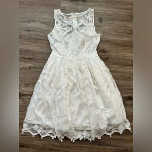 Maeve Anthropologie Pina Pineapple Lace Fit & Flare Dress Sz 4 White Sleeveless